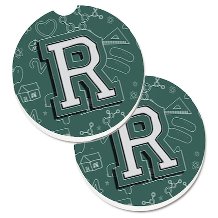 Carolines Treasures Letter R Back to School Initial Set of 2 Cup Holder Car Coaster CJ2010-RCARC